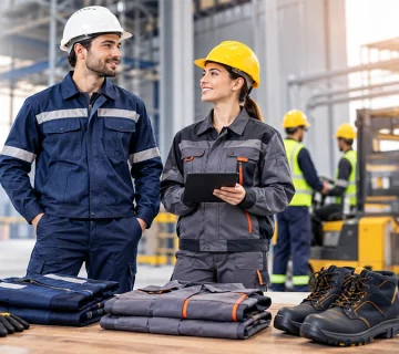 Industrial workwear suppliers providing durable protective clothing and safety footwear for workers