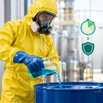 Chemical Resistant Coverall for workers handling chemical exposure with protective equipment