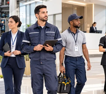 Facility Management Uniform for maintenance, inspection and cleaning teams in modern buildings