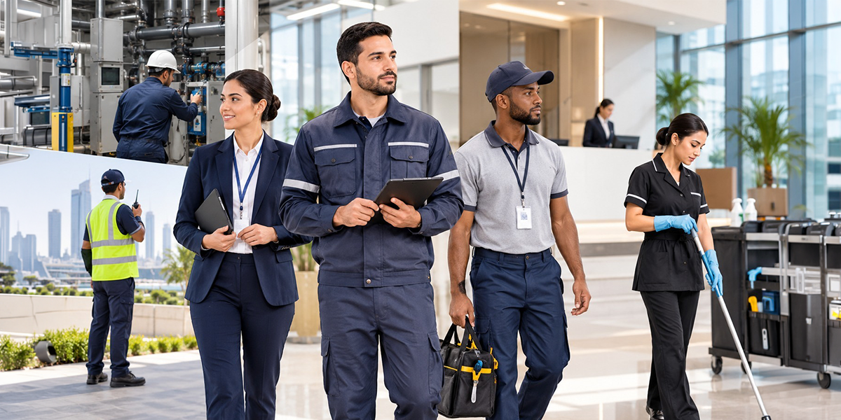 Safety Equipment Supplier in UAE Facility Management Uniform for maintenance, inspection and cleaning teams in modern buildings