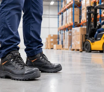 Safety shoes suppliers in Dubai providing protective footwear for warehouse workers