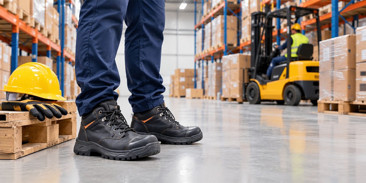 Safety shoes suppliers in Dubai providing protective footwear for warehouse workers